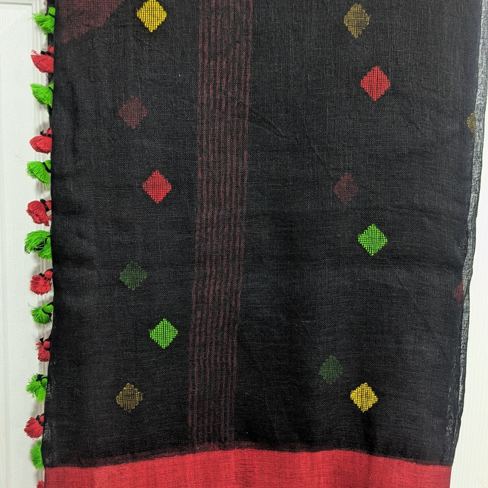 Black Line saree with Colorful Accents